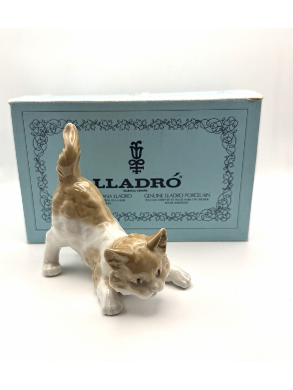 Lladro Playful Cat Kitten Figurine Spain #5091 Retired IOB Vintage